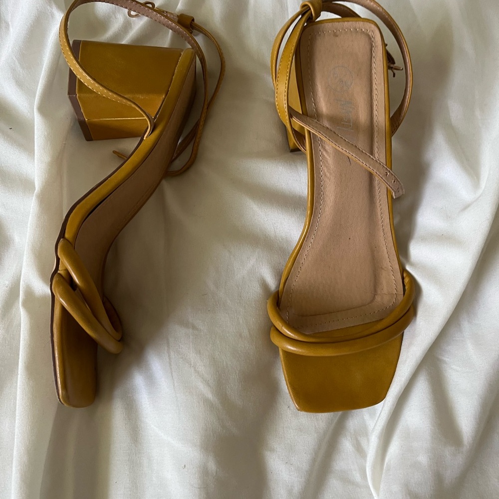 Nasty Gal Mustard Strappy Heels
